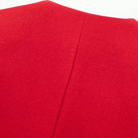 Red Elegant Women's Casual Tweed Jacket Decorated Long Sleeves Coat - Picture 4 of 8